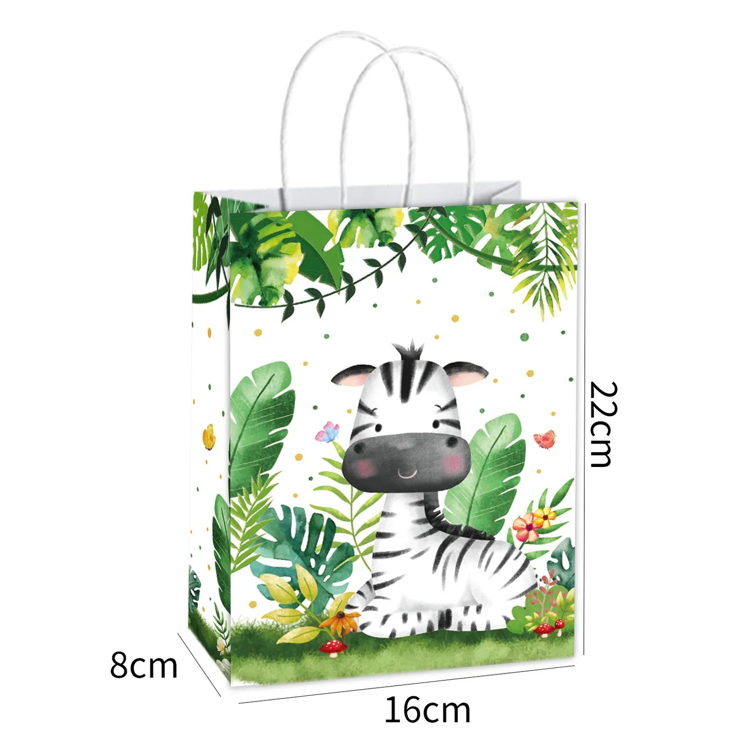 10-49pcs Cartoon Jungle Animals Gift Handbag Zebra Tiger Giraffe Fox Candy Package Jungle Theme Birthday Party Decor Supplies