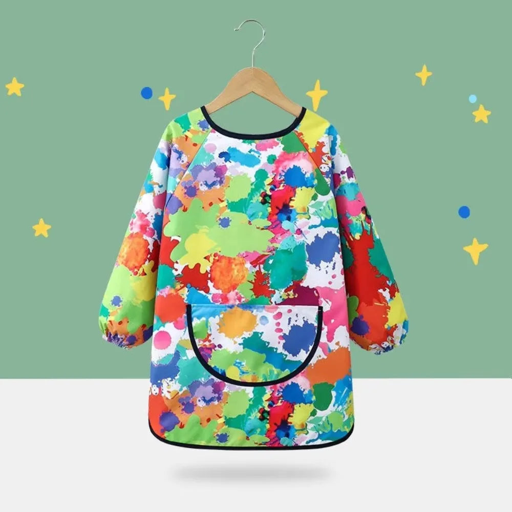New Polyester Kids Painting Apron Waterproof Long Sleeved Cooking Apron Cosplay Costume Art Bibs