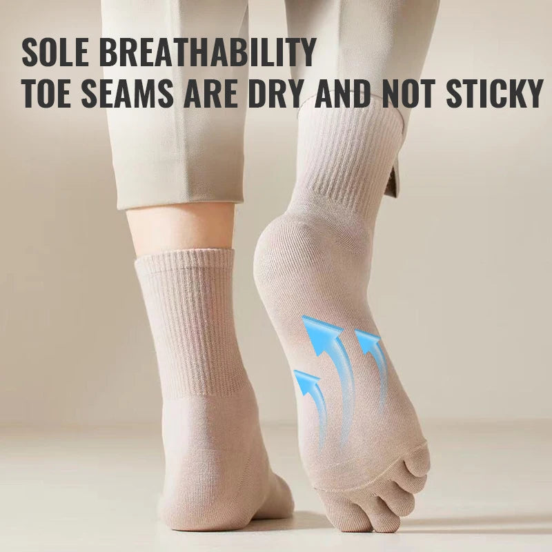 MiiOW 5Pairs Men Five Finger Long Socks Set Lycra Band Deodorant Antibacterial Sports Split Toe Stocking Causal Pure Cotton Sock