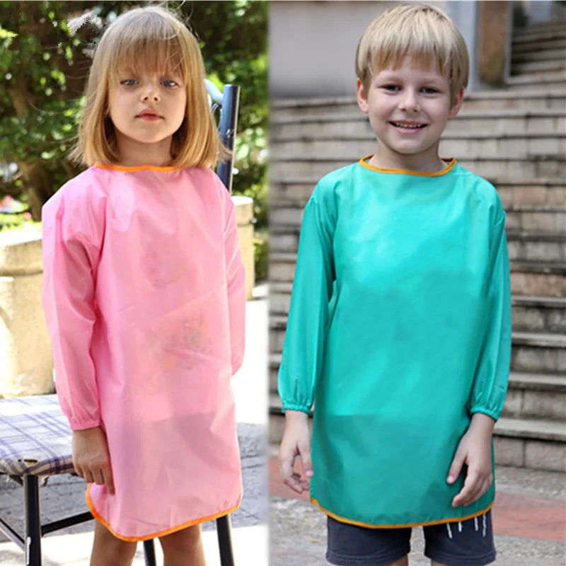 Baby Waterproof Bandana Bibs Infant Eating Children Drawing Long Sleeve Apron Baby Self Feeding Bib for Boys Girls Clothes