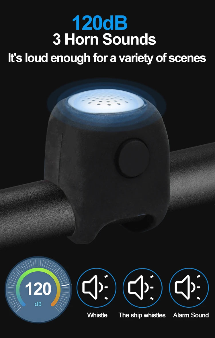 Electric Bicycle Bell Bike Horn 3 Sound Mode Motorcycle Warning Horn MTB Road Cycling Handlebar Bells Loud Bell for Safe Riding