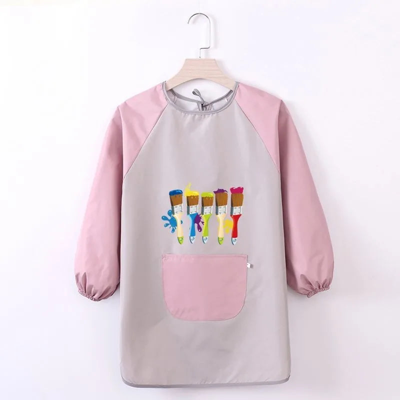 Kids Painting Apron Waterproof Art Smocks Child Girl Smocks for Painting Arts Aprons with Long Sleeve Uniform Xmas Birthday Gift