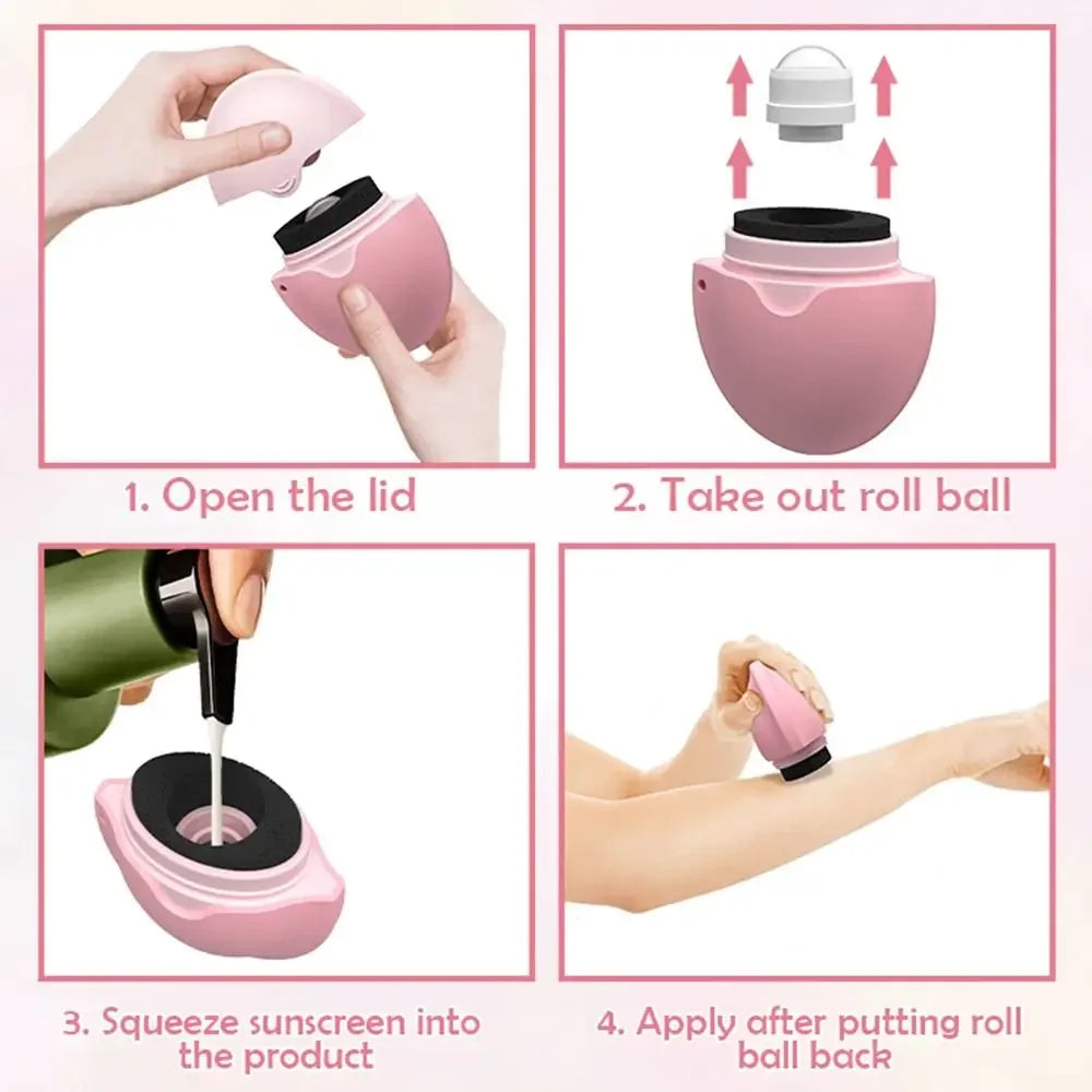 55ml Silicone Suncream Roller Applicator Refillable Oval Isolation Lotion Cream Bottles Stitching Color Cosmetics Tool Travel ﻿