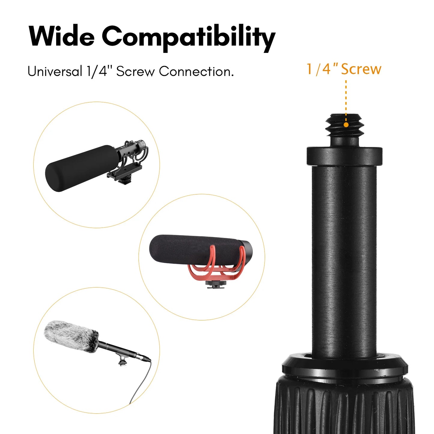 Andoer Handheld Microphone Boom Arm 4-Section Extendable Mic Arm Aluminum Alloy Boom Pole for Microphones 1/4 Inch Screw Thread