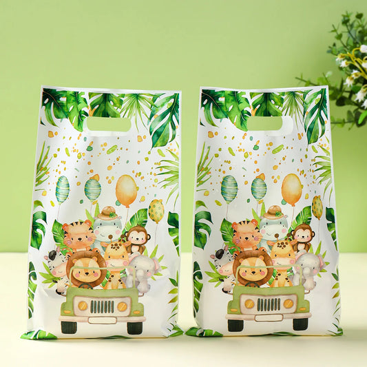 Jungle Animals Party Gift Biscuit Candy Packing Bag Jungle Safari Birthday Party Decor Kids Wild One ﻿Party Supplies Baby Shower