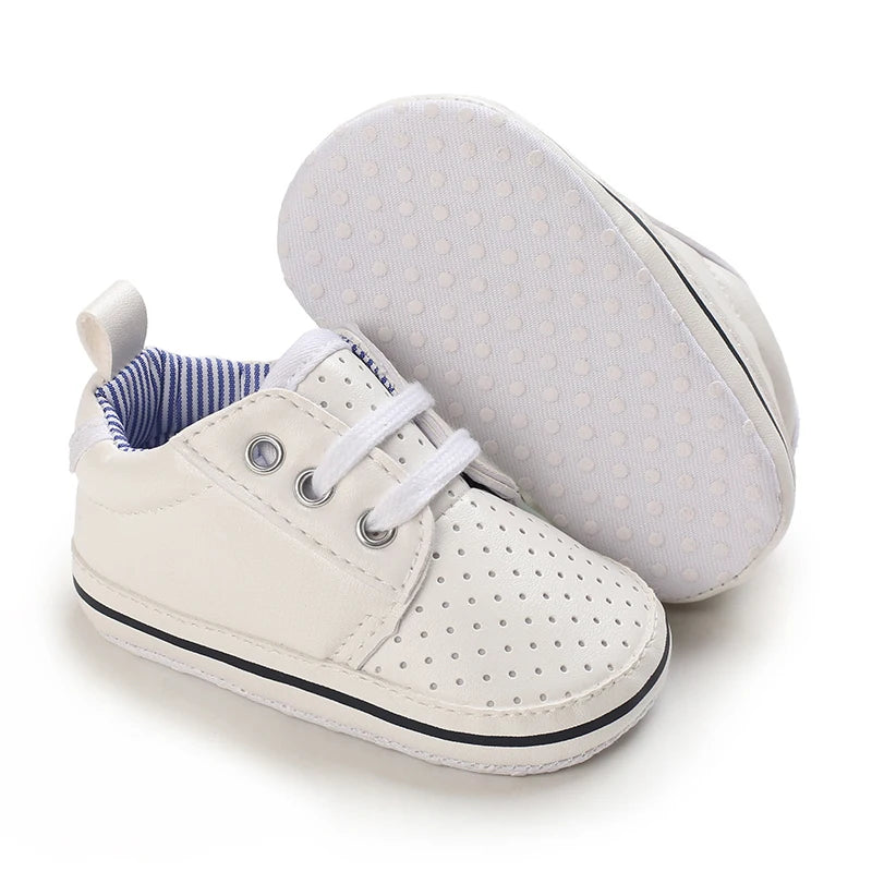 0-18 Months Infant Spring Shoe Newborn Infant Girls and Boys Recreational Baptism Non-Slip Walking Shoe White Soft-soled Sneaker