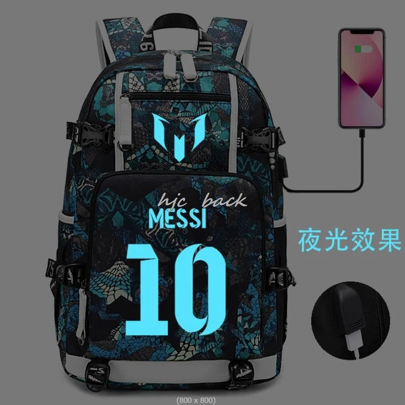 Football Stars Messi Backpacks Camouflage USB Teens School Bags Waterproof Boys Girls Casual Travel Laptop knapsacks Best Gift