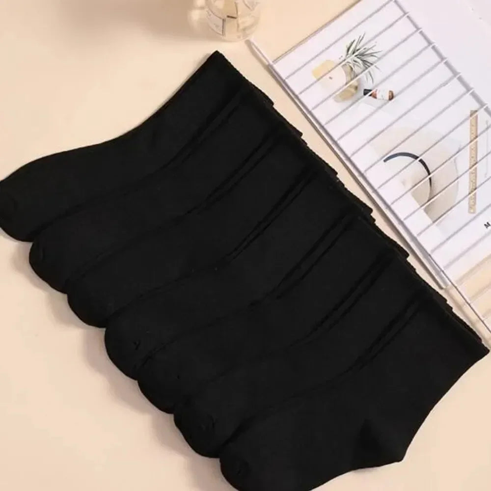 Mid Length Socks Women Classic Black White Solid Color Fashionable Casual Sports Absorbing Breathable Men Socks 1/7/10/20 Pairs