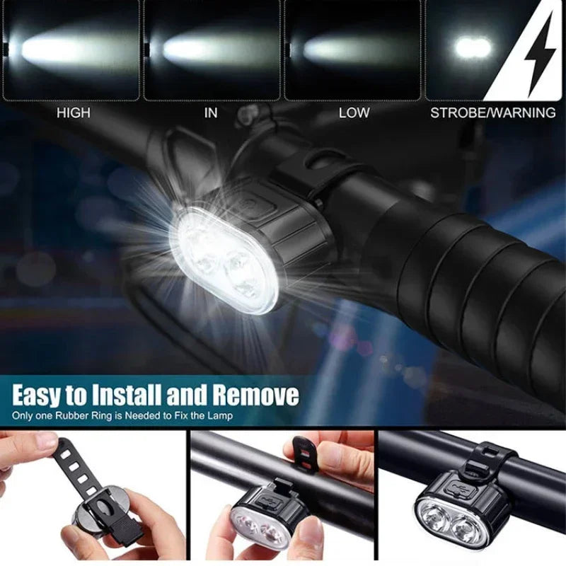 Cycling Bicycle Front Rear Light Set Bike Defense Flashlight Stick MTB Waterproof Taillight LED Lantern Bicycle Accessories