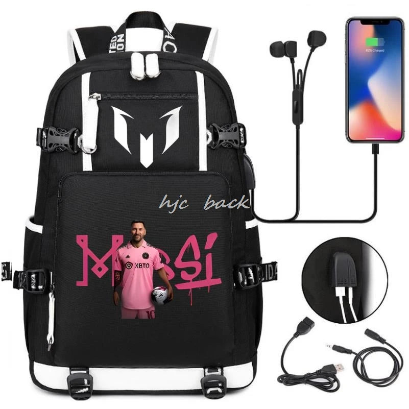 Football Stars Messi Backpacks Camouflage USB Teens School Bags Waterproof Boys Girls Casual Travel Laptop knapsacks Best Gift