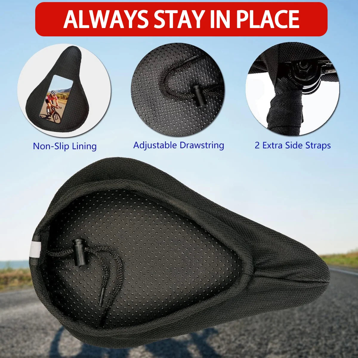 Bicycle Seat Cover Thickened Soft Gel Seat Cover Road Bike Mountain Bike Thickened Soft Cushion Bicycle Breathable Seat Cover
