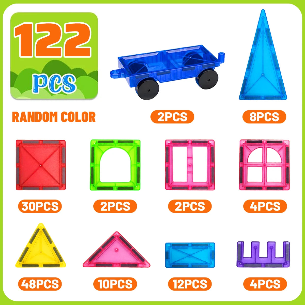 Magnetic Building Blocks Construction Set Montessori Sensory Educational DIY Toy For 3Years+ Old Kids Boys Girls Gifts