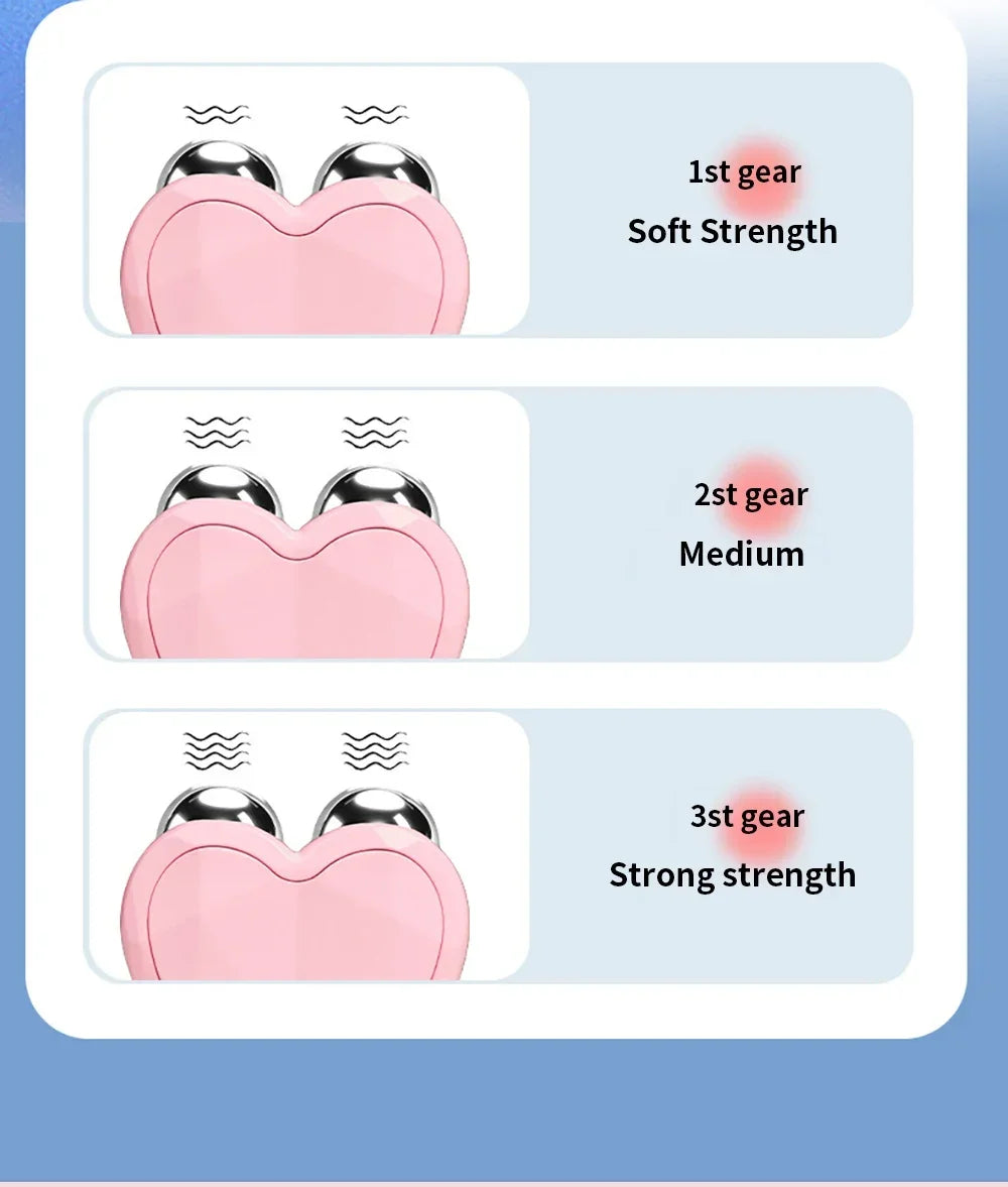 Microcurrent Face Lifting Roller Massager with Gel Anti-Wrinkle Skin Tightening Rejuvenation Product Slimming Facial Beauty Care