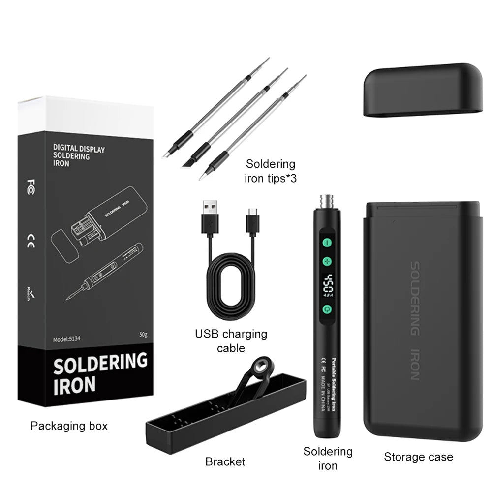 8-15W Type-C Digital Electric Soldering Iron Kit Intelligent Adjustable Temperature Fast Heating Mini Solder Irons Repair Tool
