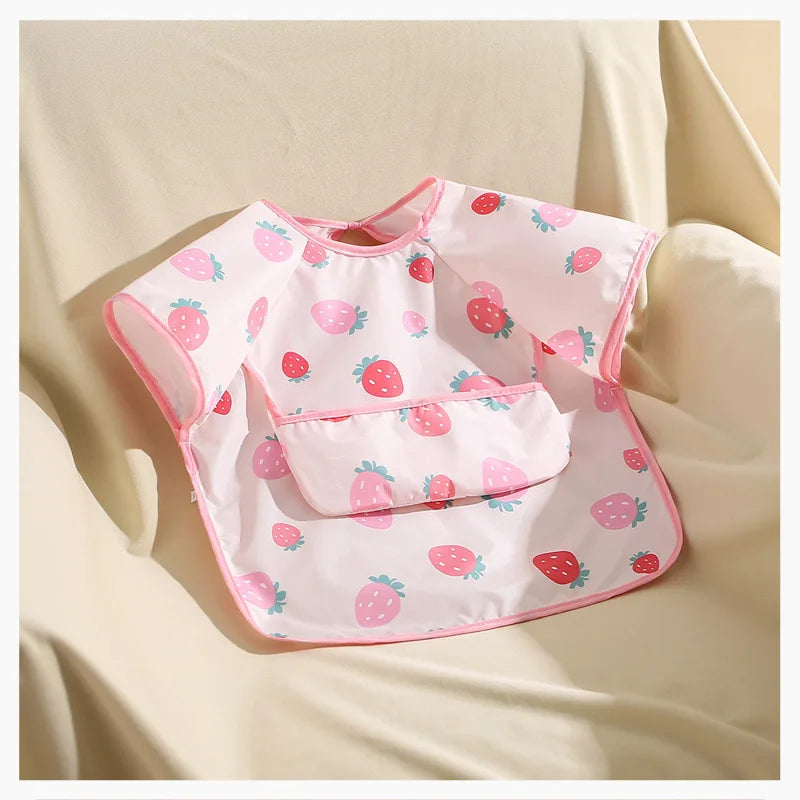 Short Sleeve Waterproof Baby Bibs Apron For Baby Kids Soft Feeding Bib Summer Baby Stuff Feeding Girls Boys Bibs Burp Cloths New