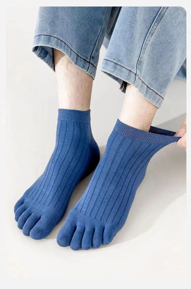 5 Pairs Toe Socks Men Short Breathable Mesh Cotton Casual Thin High Quality Five Finger Socks Low Cut Sports Running Ankle Socks