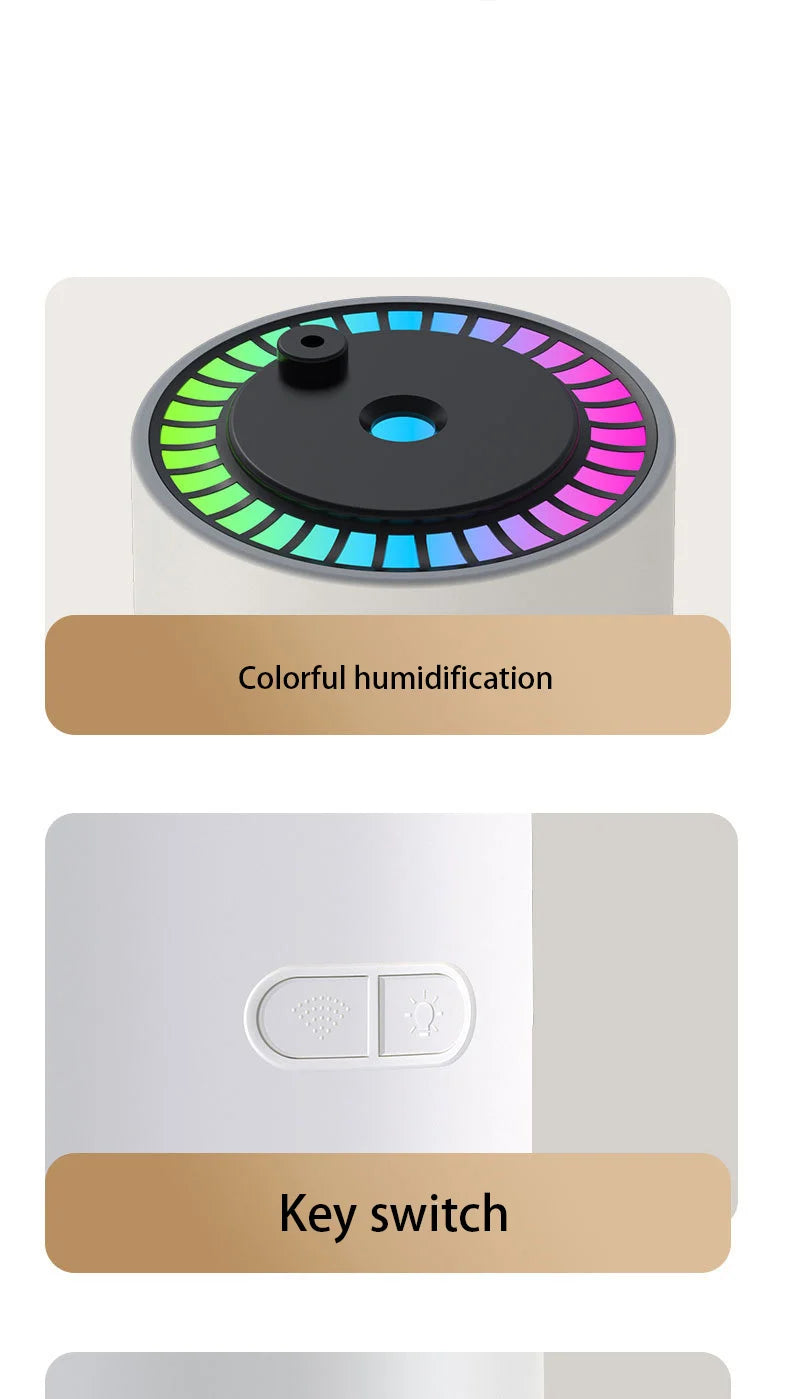 1PC 280ML Air Humidifier Colorful Atmosphere Light Mute Humidification Rotate Creative Colorful Cup Desktop Home Car Humidifier