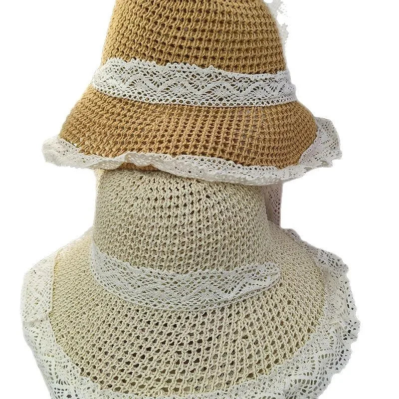 Wide Brim Straw Hat Summer Sunshade Hat Woven with Ribbons Beach Holiday Beach Sandal Trendy Hat for Outdoor Activities