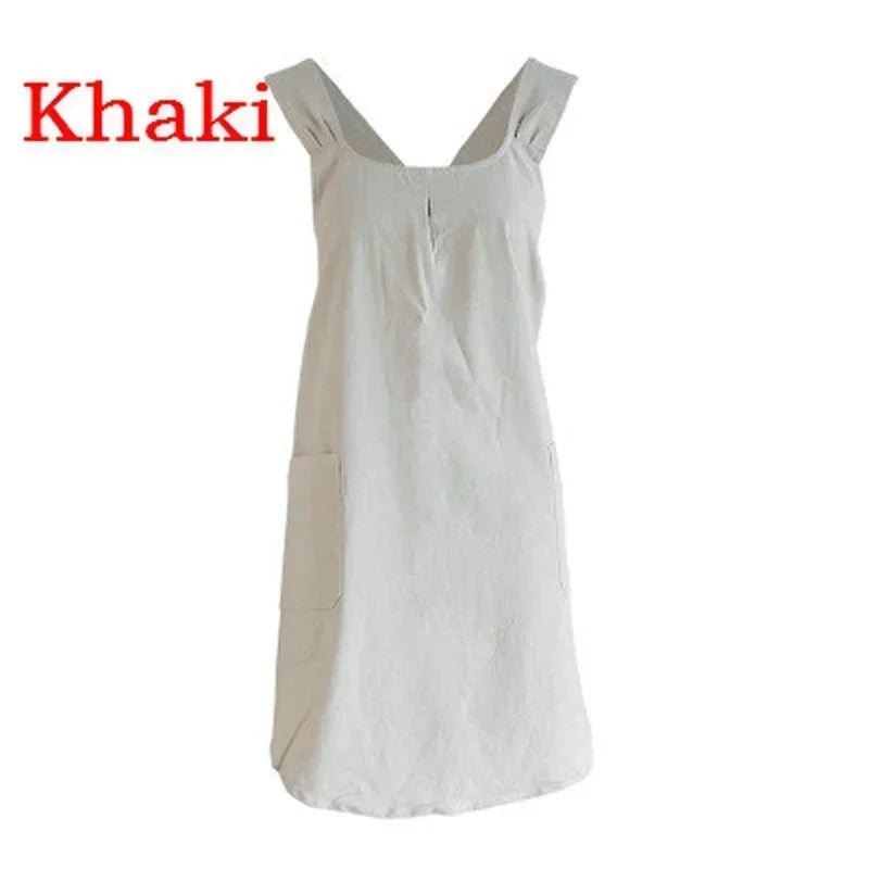 2026 Cotton Linen Kitchen Apron Vintage Simple Household Cooking Apron Cafe Florist Waist Apron Dress Home Cooking Accessories