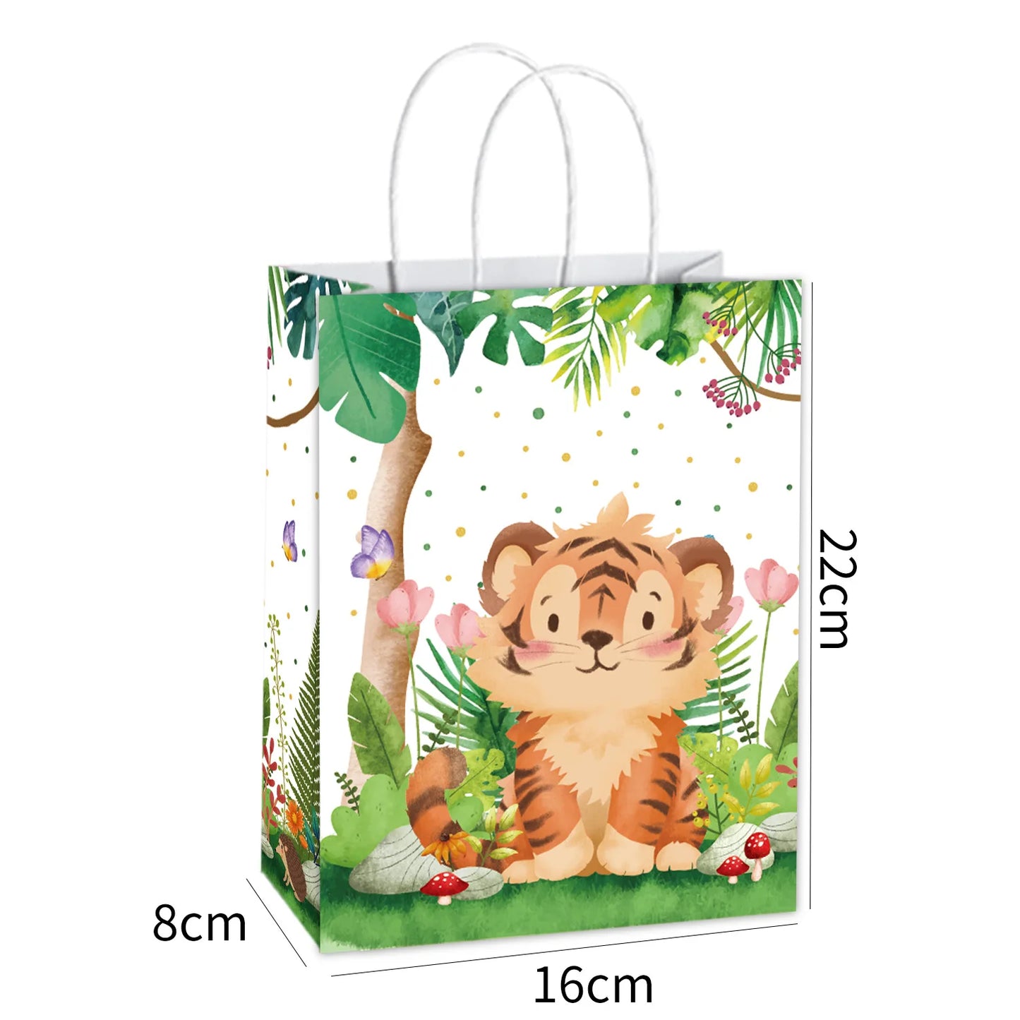 10-49pcs Cartoon Jungle Animals Gift Handbag Zebra Tiger Giraffe Fox Candy Package Jungle Theme Birthday Party Decor Supplies