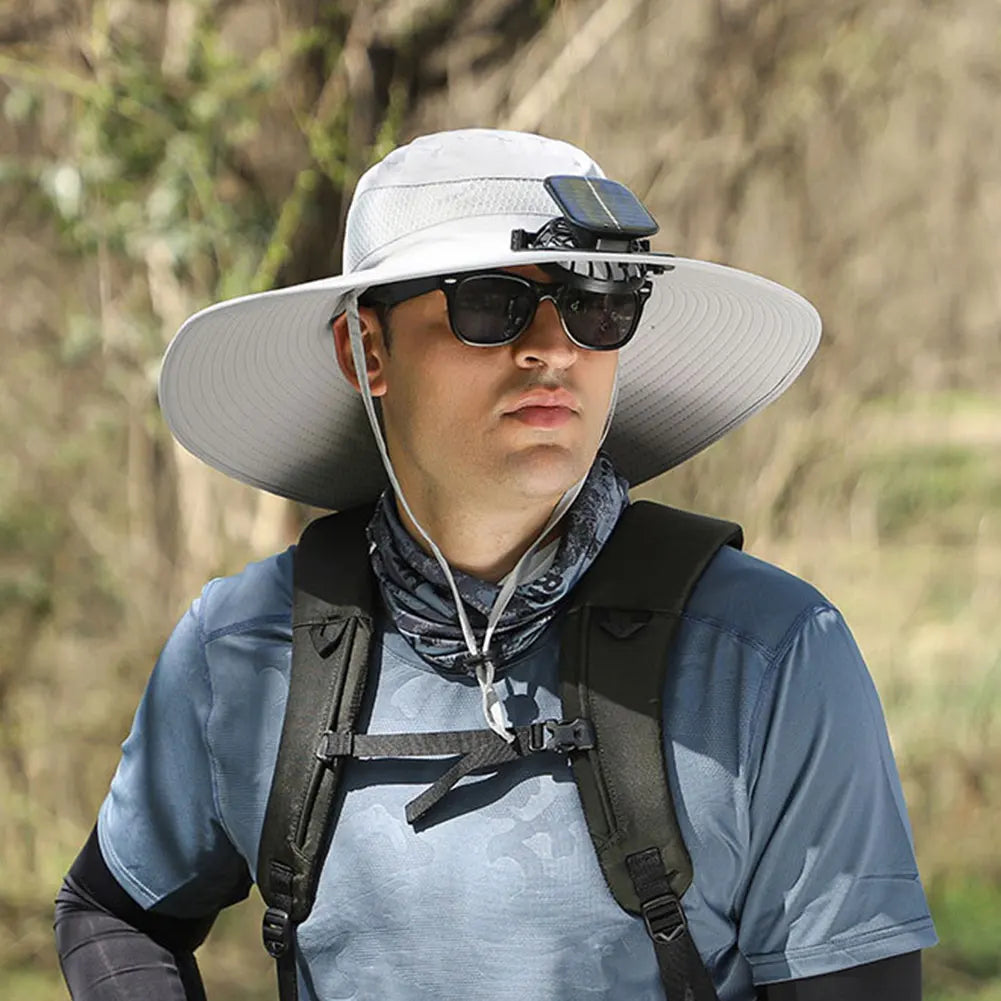 Solar Fan Hat Sun Hat with 2 Solar Fan Outdoor Fishing Hat Summer Cap for Men Outdoor Camping Fishing Hiking