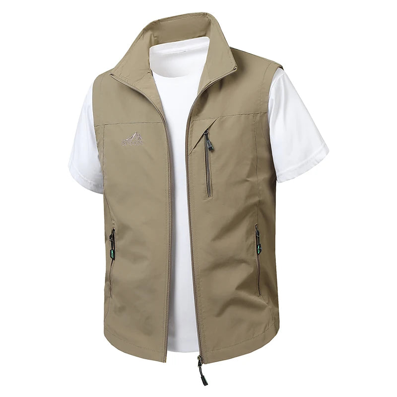 Outdoor Autumn Waistcoat Men Thin Waistcoat Spring Autumn Leisure Multi-pocket Waistcoat Sleeveless Coat Casual Daily Coat