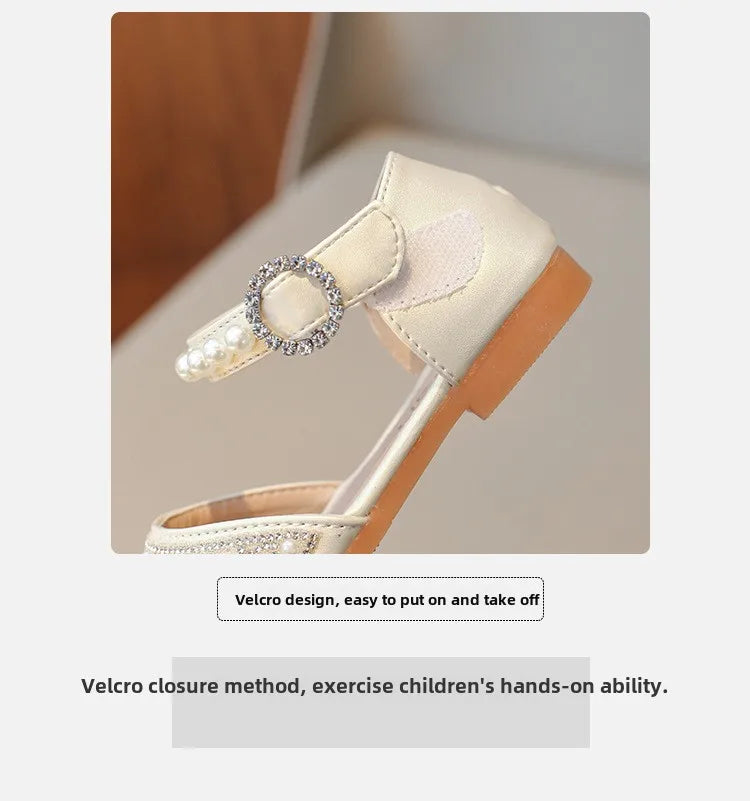 Girls LeatherShoesChildren's Crystal Shoes 2025Spring Summer New Little Girls Princess Shoes Fashion Shiny RhinestoneDance Shoes