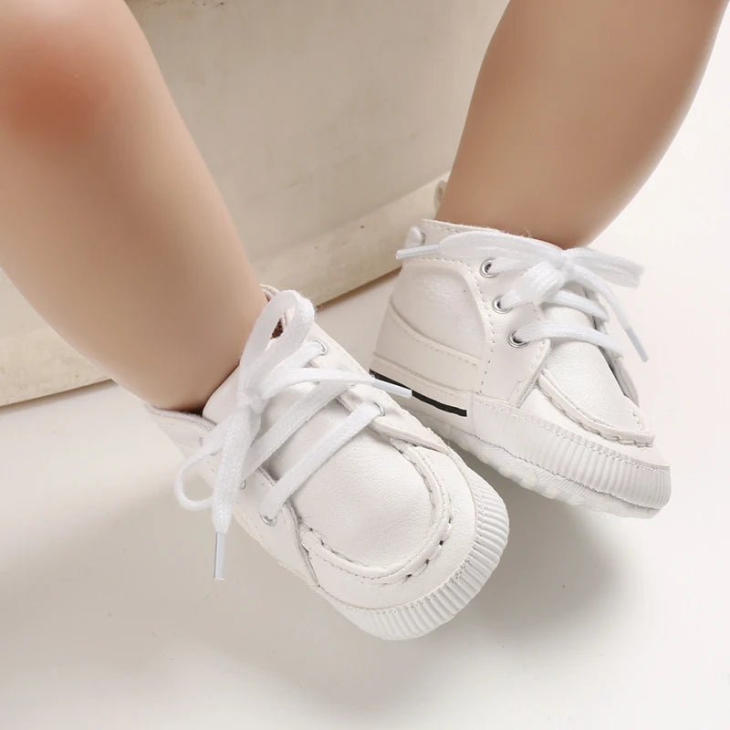 0-18 Months Infant Spring Shoe Newborn Infant Girls and Boys Recreational Baptism Non-Slip Walking Shoe White Soft-soled Sneaker
