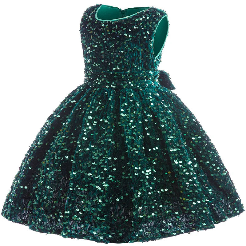 Luxury Dresses For Children Christmas Dress Sparkling Sequin Sleeveless Dress For Toddler Girls Formal Prom Party Pageant Gown