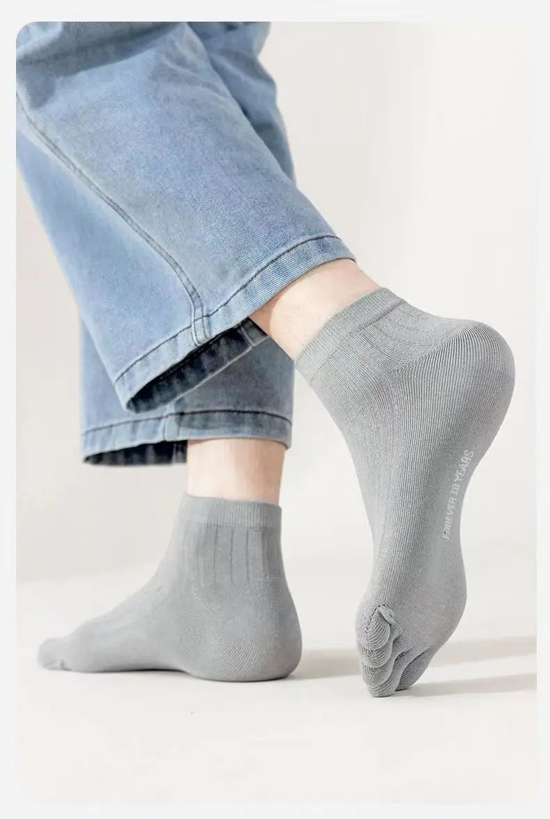 5 Pairs Toe Socks Men Short Breathable Mesh Cotton Casual Thin High Quality Five Finger Socks Low Cut Sports Running Ankle Socks