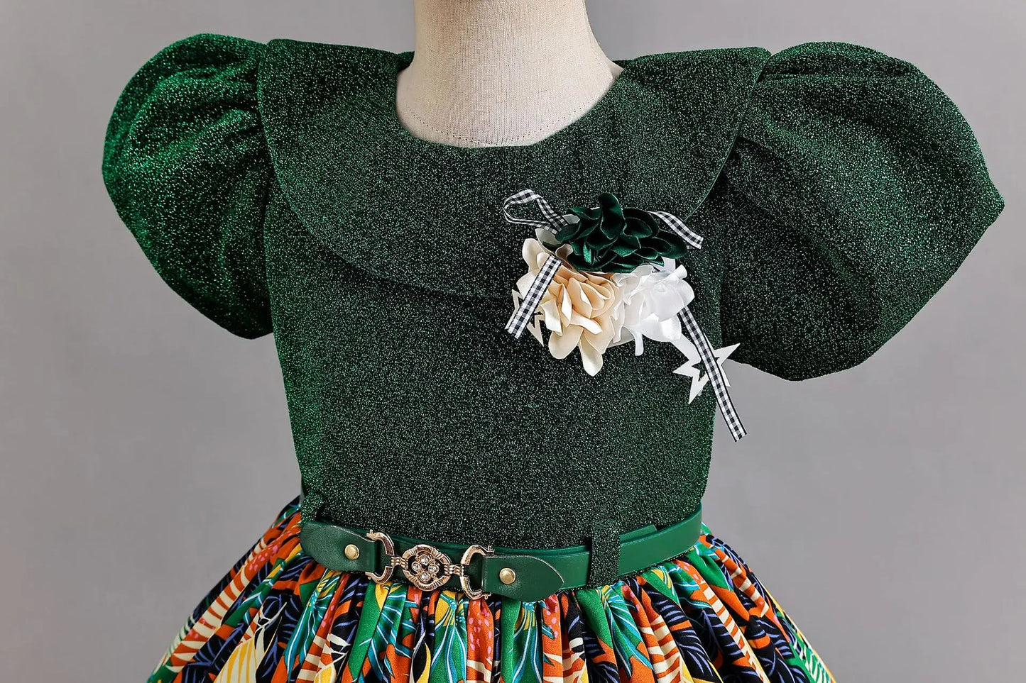 Girl Print Dress for Performance Children Dresses for Girls Kids' Clothes with Sashes Ceremony 3 to 12 Years