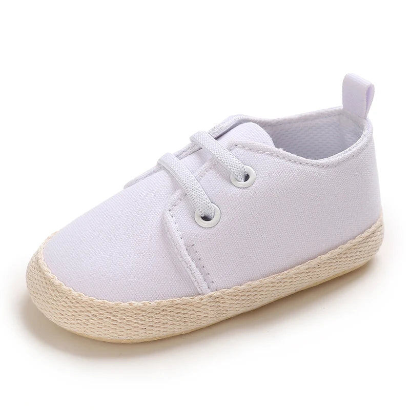 0-18 Months Infant Spring Shoe Newborn Infant Girls and Boys Recreational Baptism Non-Slip Walking Shoe White Soft-soled Sneaker