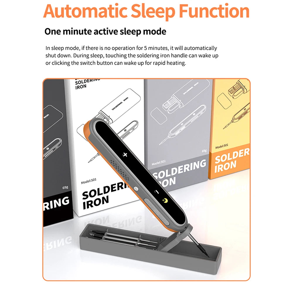 8-15W Type-C Digital Electric Soldering Iron Kit Intelligent Adjustable Temperature Fast Heating Mini Solder Irons Repair Tool