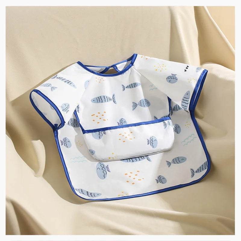 Short Sleeve Waterproof Baby Bibs Apron For Baby Kids Soft Feeding Bib Summer Baby Stuff Feeding Girls Boys Bibs Burp Cloths New