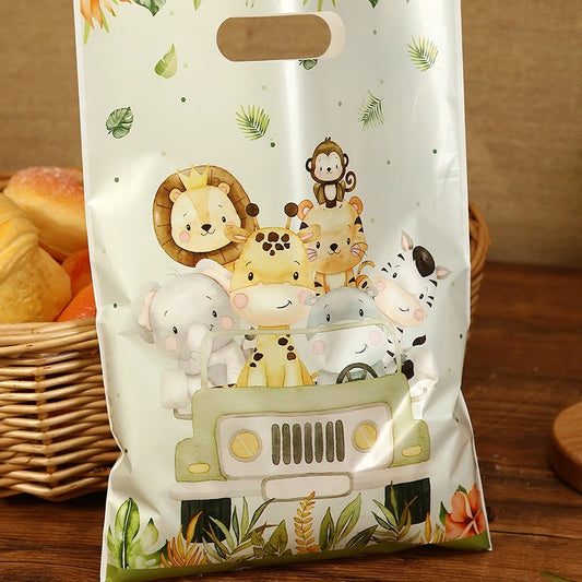 10/20/50pcs Jungle Animal Gift Bag Safari Theme Treat Bags Kids 1st Happy Birthday Party Supplies Baby Shower Decoration