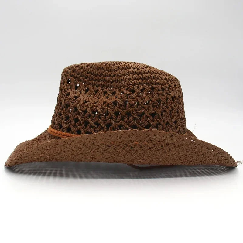 Vintage Western Cowboy Sun Hat Men Women Straw Hat Outdoor Travel  Ethnic Style Gift UV Protection Cap Chapeau Beach Hat