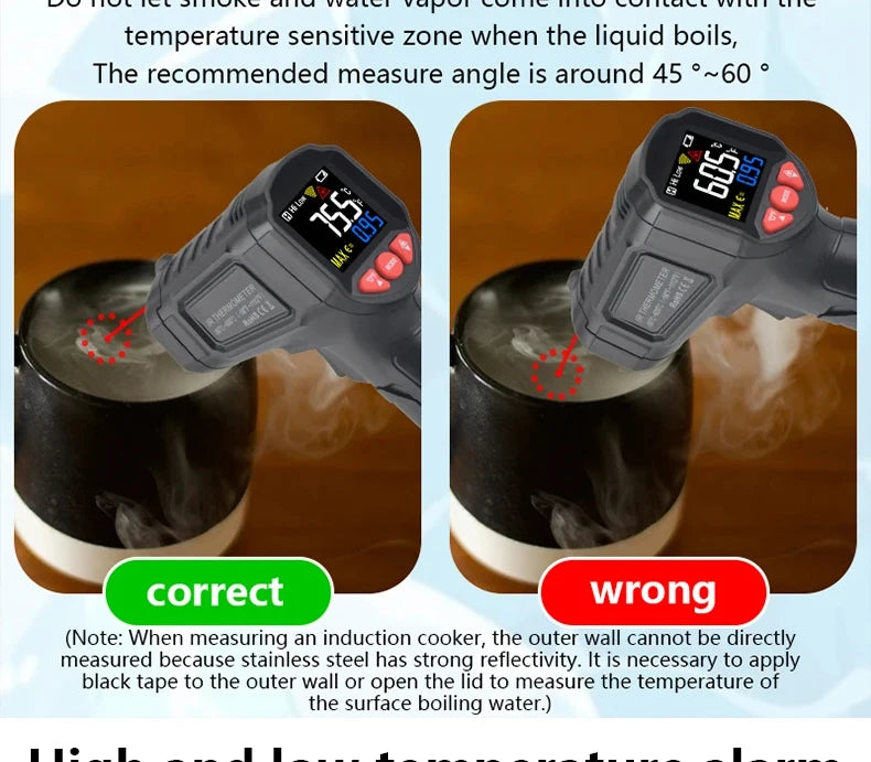 -50~800℃ Digital Thermometer Infrared Thermometers  Non-contact Pyrometer Kitchen Laser Temperature Meter Hygrometer Mestek
