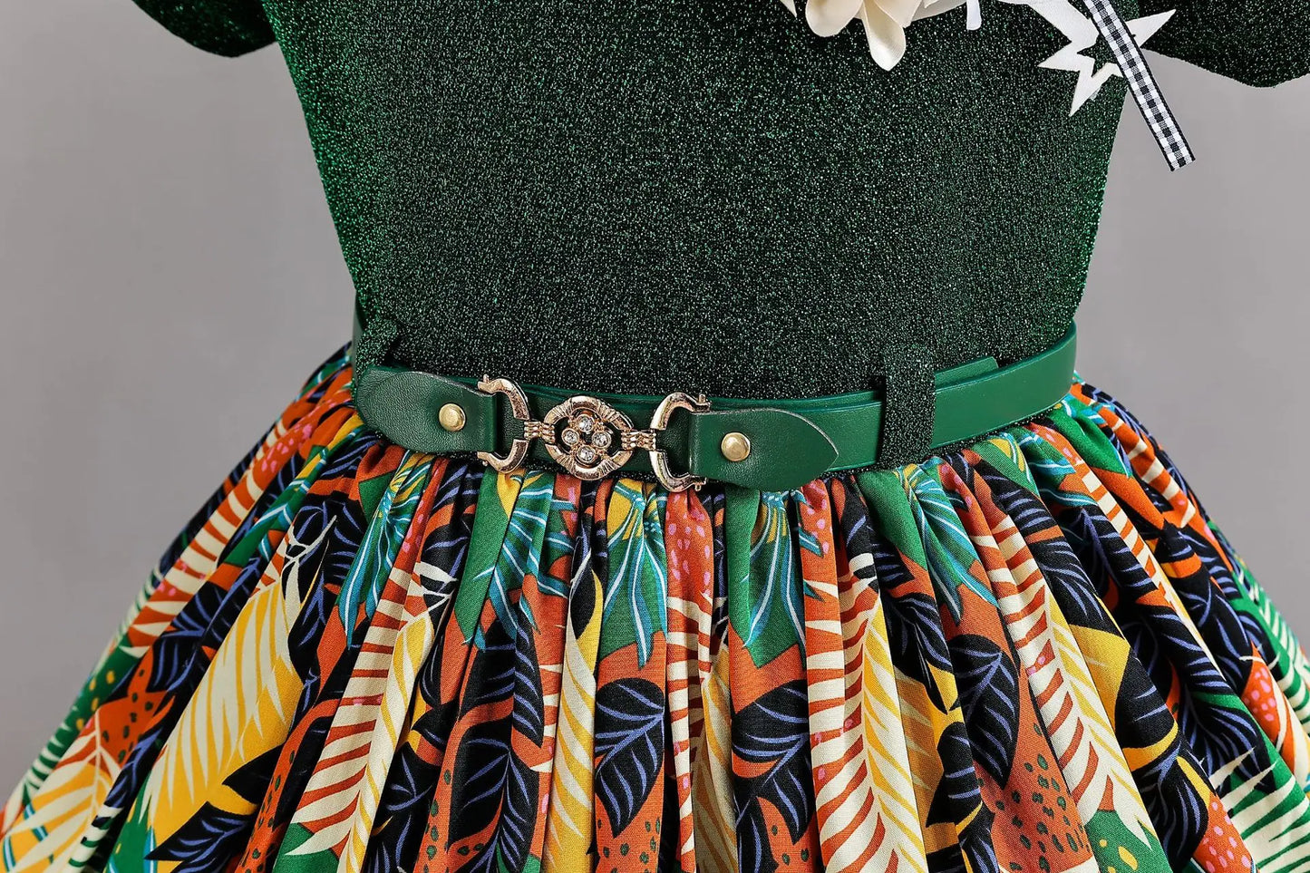 Girl Print Dress for Performance Children Dresses for Girls Kids' Clothes with Sashes Ceremony 3 to 12 Years