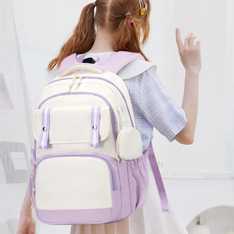 Minnie Mouse Backpack Student Boy Girl Schoolbag Kid Teenager Cartoon Bookbag Daypack Travel Commute Knapsack With Coin Purse
