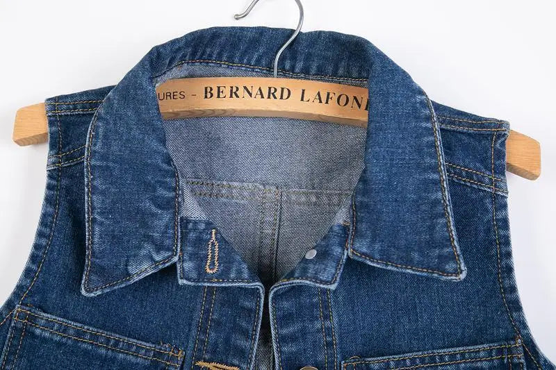Middle length Denim Vest Women New Spring Autumn Slim Jeans Vest Jackets Female Casual Sleeveless Waistcoats Cowboy Coat Tops