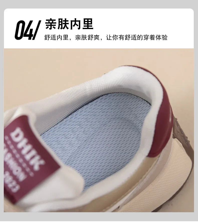 2024 autumn Spring Thick Bottom Women's Shoes Casual Patchwork Leather Sneakers Casual Vulcanised Shoes Ladies Chaussure Femme