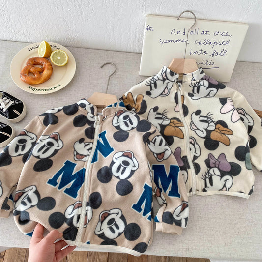 Spring Autumn Thin Children's Outerwear Printed Mickey Fashion Kids Boy Girl Casual Jacket Tops Children Clothing Coats 1-6y