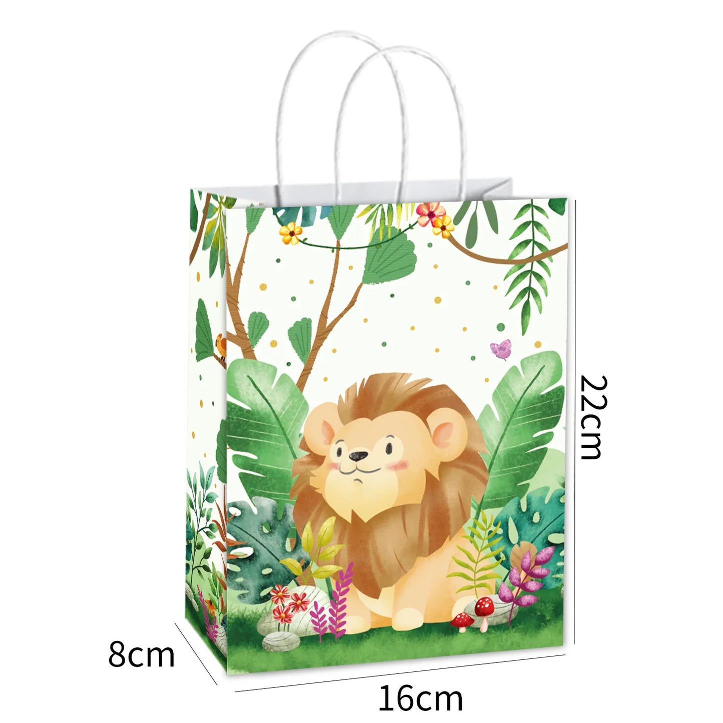 10-49pcs Cartoon Jungle Animals Gift Handbag Zebra Tiger Giraffe Fox Candy Package Jungle Theme Birthday Party Decor Supplies