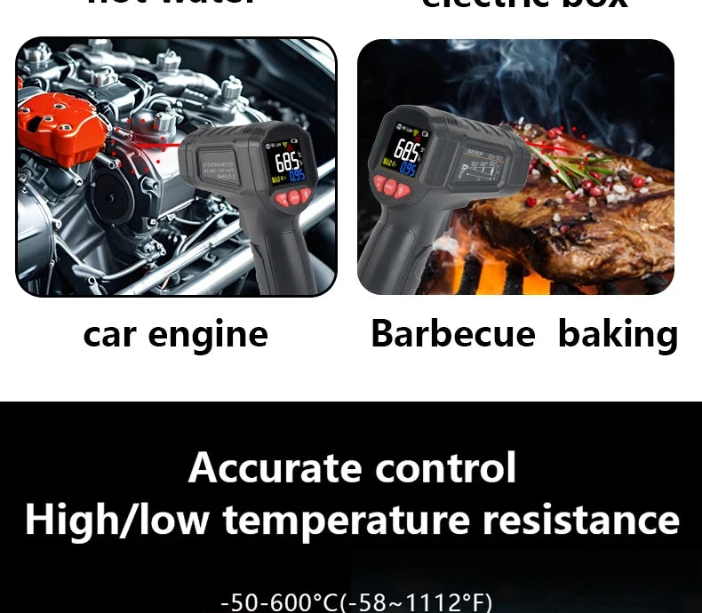 -50~800℃ Digital Thermometer Infrared Thermometers  Non-contact Pyrometer Kitchen Laser Temperature Meter Hygrometer Mestek