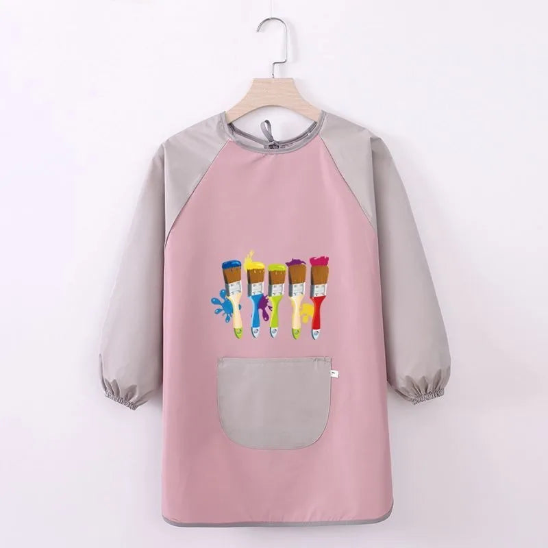 Kids Painting Apron Waterproof Art Smocks Child Girl Smocks for Painting Arts Aprons with Long Sleeve Uniform Xmas Birthday Gift