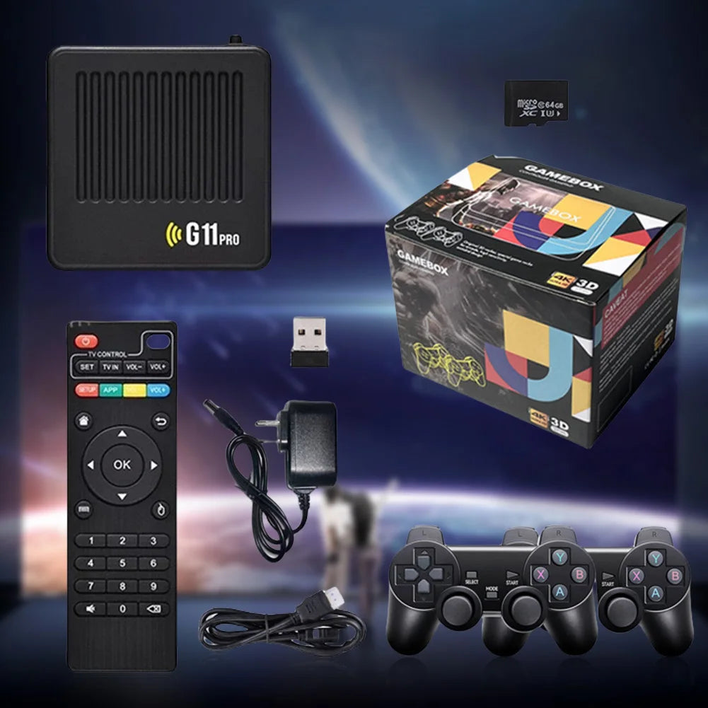 G11 Pro Video Game Box Ultra Low Latency HD Video Game Console 4K HDMI-Compatible Output with 2.4G Wireless Dual Controllers