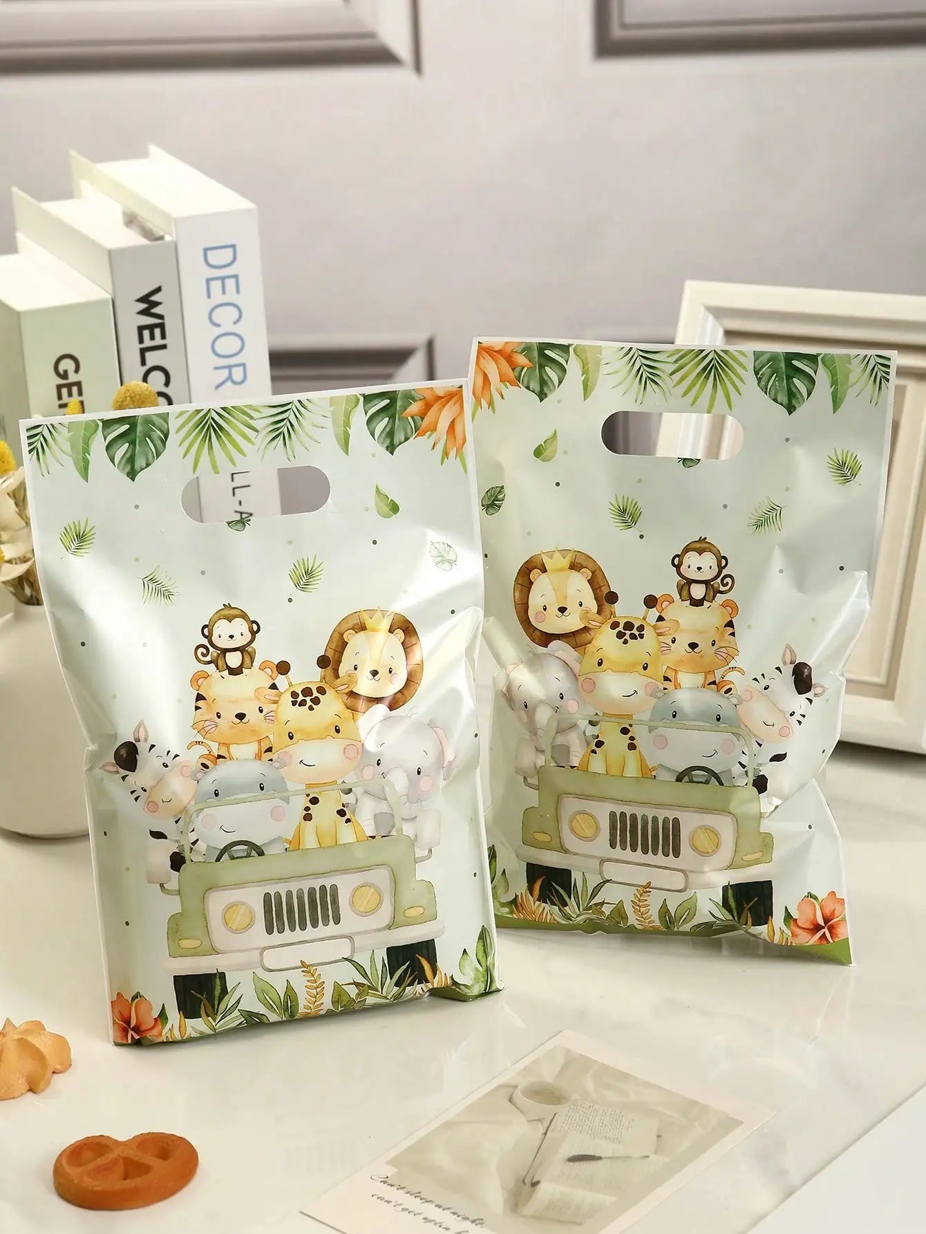 10/20/50pcs Jungle Animal Gift Bag Safari Theme Treat Bags Kids 1st Happy Birthday Party Supplies Baby Shower Decoration