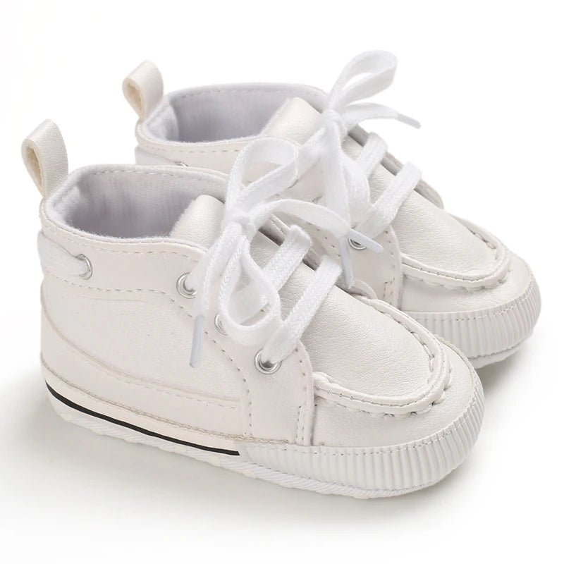 0-18 Months Infant Spring Shoe Newborn Infant Girls and Boys Recreational Baptism Non-Slip Walking Shoe White Soft-soled Sneaker