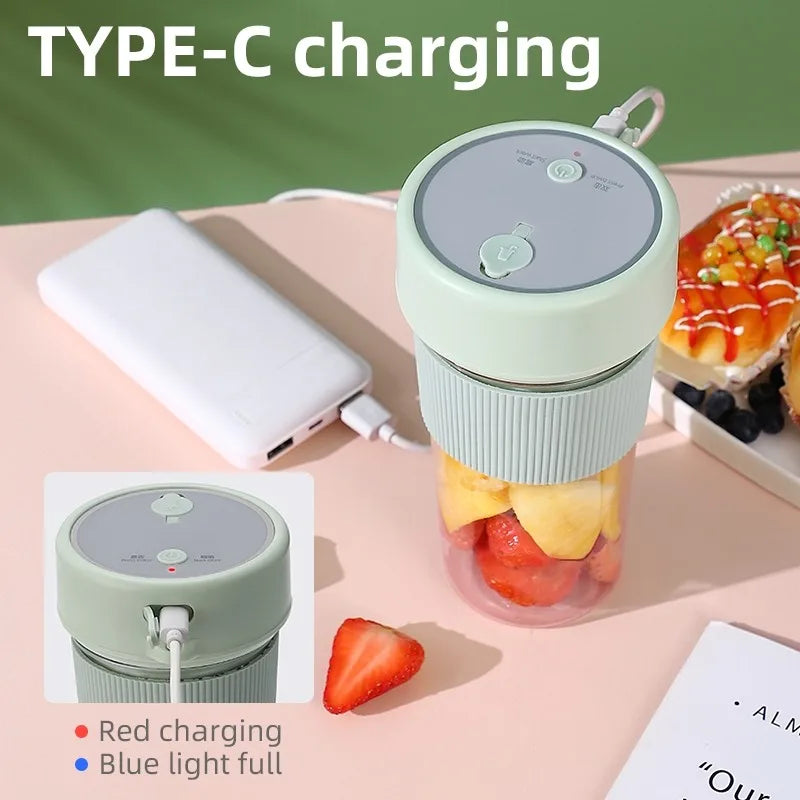 Electric Fruit Juicer Portable Wireless Blender Juice Mixer Mini Juice Cup With Straw Electric Juicer With 6-Blade USB Charging