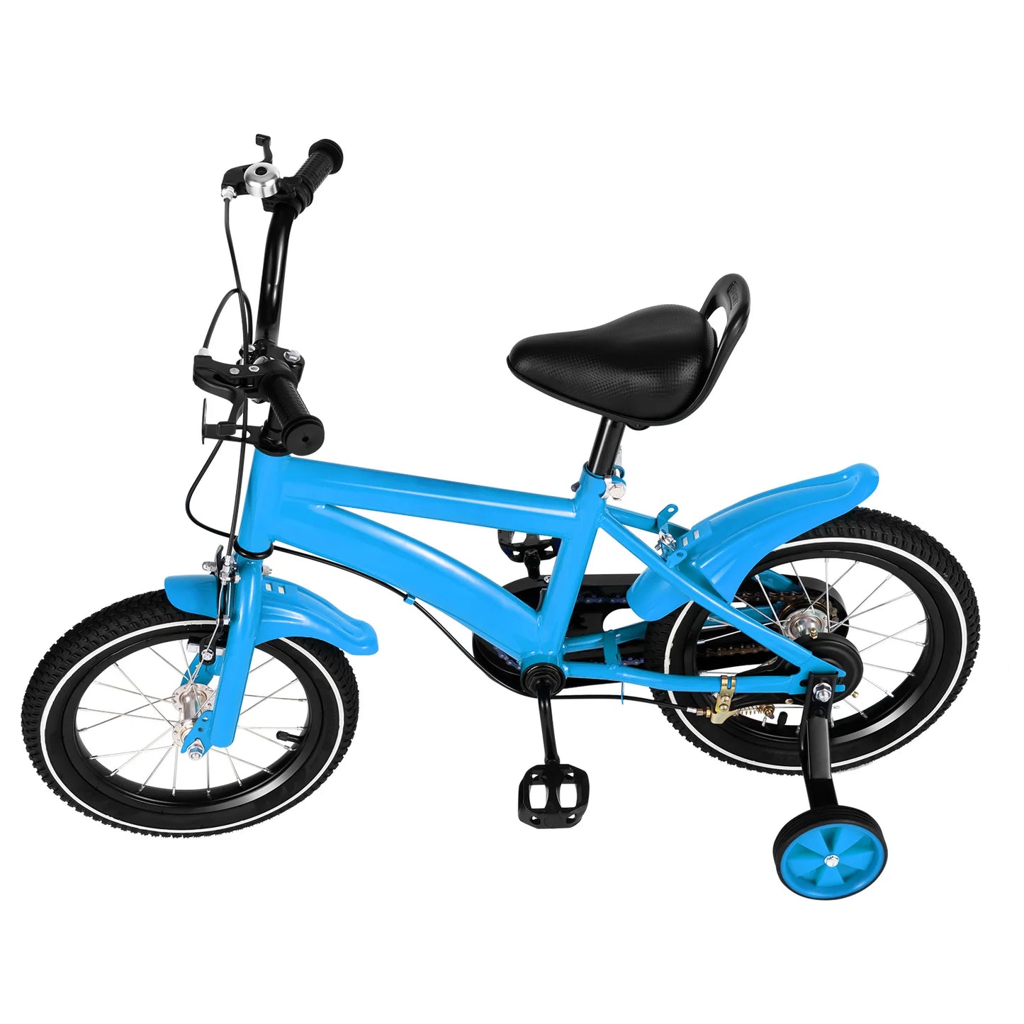 14 Inch Kids Bike Adjustable Seat Dual Brakes Children's Bicycle Load 50kg w/Training Wheels for Ages 2-4, Yellow/Blue/Red/White